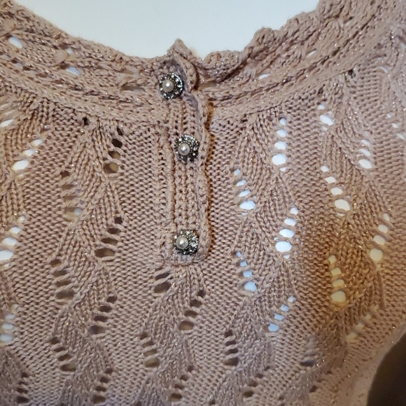 INTUITIONS blush pink lace knit sweater size M - Picture 3 of 5